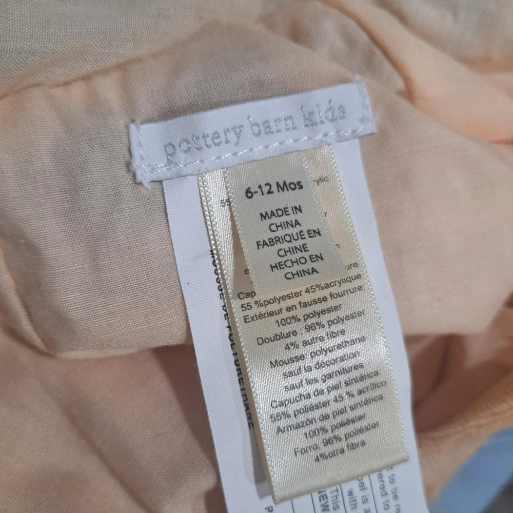 Pottery Barn Kids Baby Lion Costume Faux Fur Plush Tan Brown 6-12M Halloween